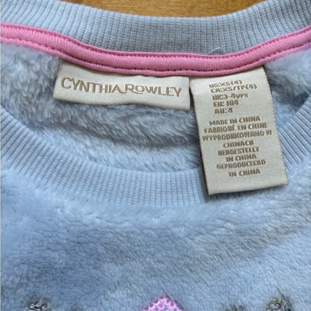 Cynthia Rowley Kids XS (4) Winter Sequin‎ Snowflake Soft Blue Pullover Top NEW
